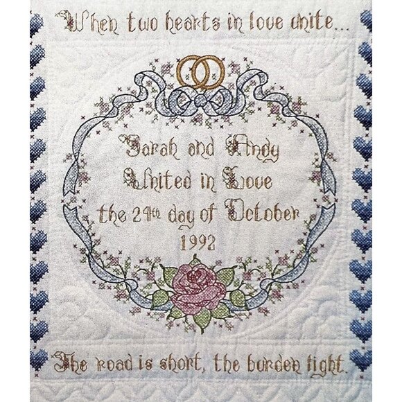 WonderArt Anniversary /Wedding Lap Quilt/Wall Hanging Kit 36”X 36” New Old Stock - Picture 3 of 8